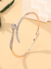 1pc Snake-Shaped Crystal Bangle Bracelet - Serpentine Design With Sparkling Crystals - Chic Accessory For Elegant Outfits