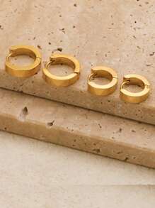 1 Cặp/2 Chiếc Bông Tai Bằng Thép Không Gỉ Rộng 4mm Dễ Thương Cho Phụ Nữ Bông Tai Vòng Trang Sức Ngày Lễ Tình Nhân, Mẹ, Mẹ, Ngày của Mẹ, Quà Tặng - Vàng - Xem 2