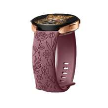 1pc 18mm 20mm 22mm Rose Engrave Band Compatible With Samsung Galaxy Watch 654 40mm 44mm Gear S3 Silicone Cute Strap Classic 43mm 45mm Active 2