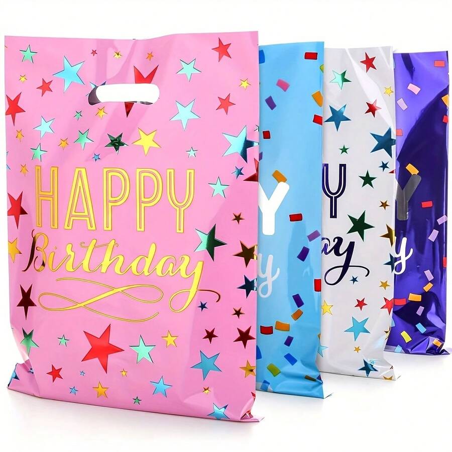 Bolsa de regalo de fiesta de cumpleaños surtida en varios colores de 40 piezas, bolsa de película de aluminio con estrella, bolsa de dulces, bolsa de regalo, bolsa de plástico, bolsa de compras, bolsa de fiesta, para bodas y cumpleaños, bolsa de manualidades, favores de fiesta, decoración de cumpleaños, decoración de regalos de fiesta, suministros para fiestas - Multicolor - Ver 1