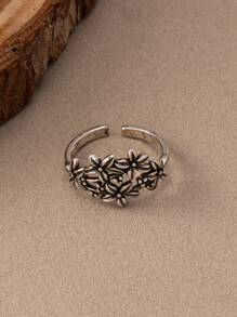 1pc Vintage Bohemian Style Petite Rose Flower Cutout Sunflower Open Ring Adjustable Size Valentines,Mom,Mother,Mother's Day,Gift
