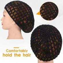 Red de pelo de ganchillo de malla, gorra de protección de pelo, cubierta de red de pelo unisex, gorro para dormir - Negro - Ver 3