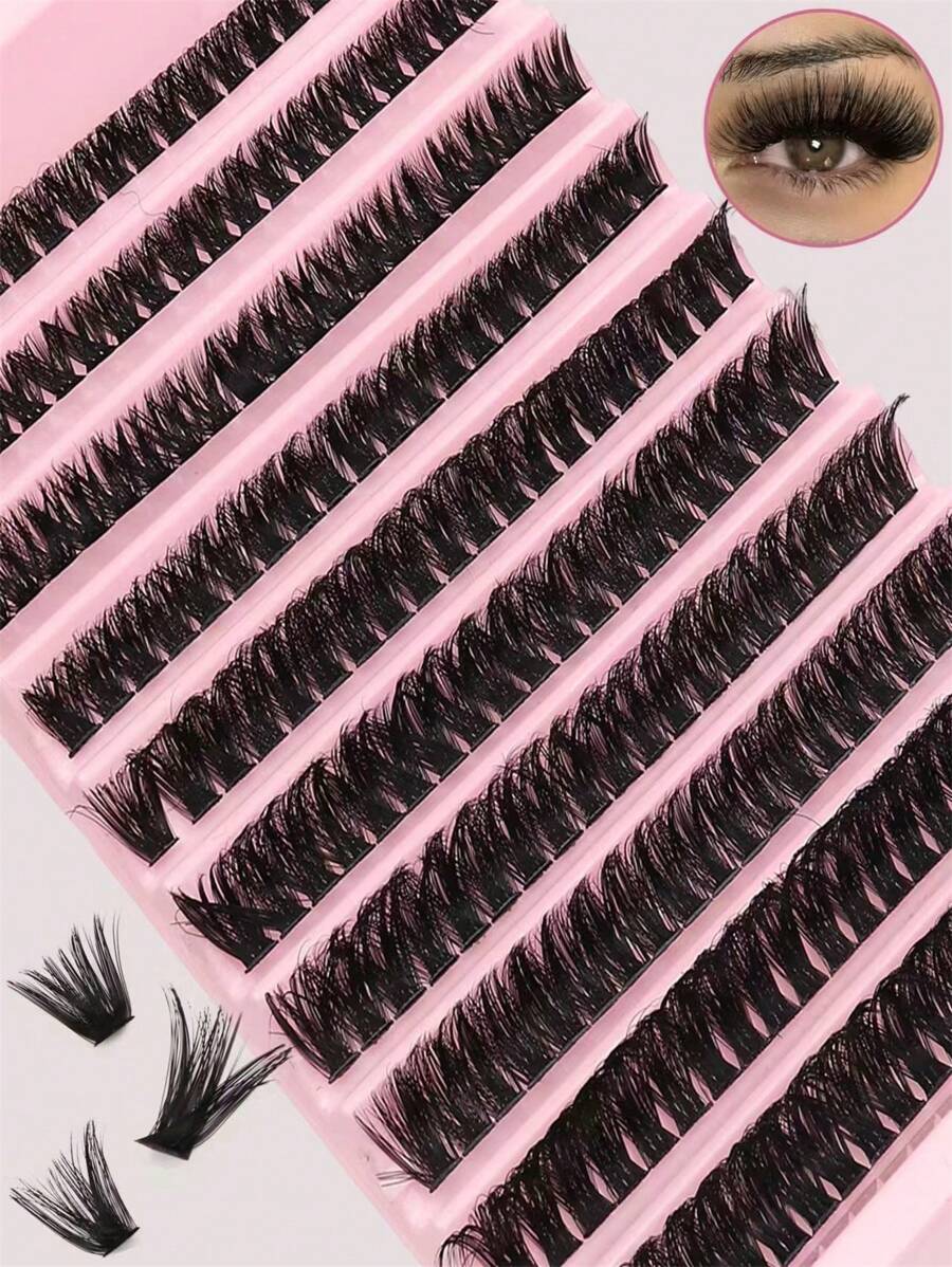 200 Clusters 80D Faux Mink DIY Eyelash Extensions, Premium D-Curl Segmented Lashes, Natural & Voluminous, Lightweight & Reusable, Eyelash Clusters - D - View 1
