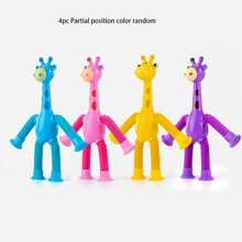 1pc Retractable Giraffe Suction Cup Toy, Cartoon Creative Educational Stress Relief Toy (Colors May Vary)