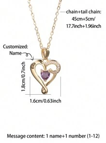 Collar grabado y personalizado con piedra en forma de corazón para cumpleaños con diseño de regalo para el Día del Padre, Día de la Madre, Día de San Valentín y aniversarios de cumpleaños, graduación, Navidad y como regalo de alta gama para amigos, compañeros de clase y familiares