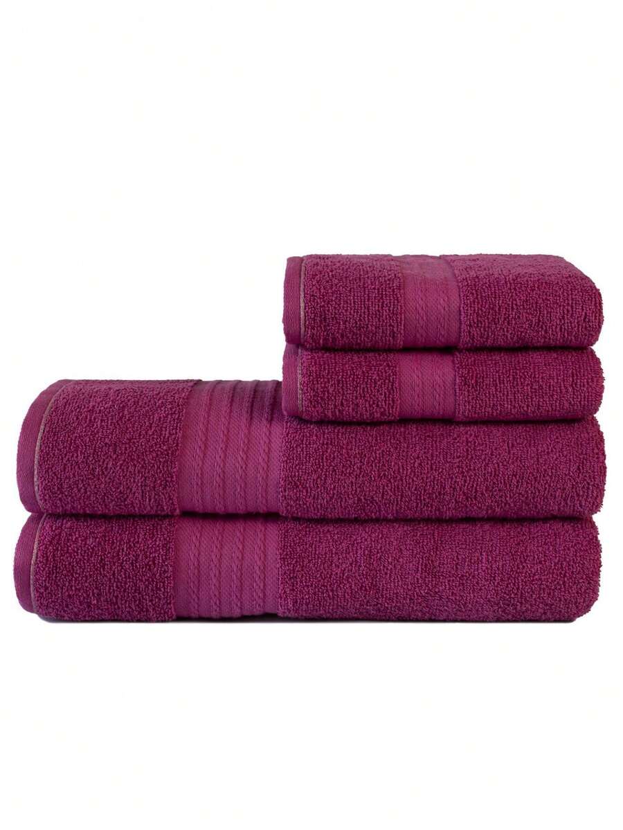 Bath Towel Sets - 玫紅色 - 查看 1