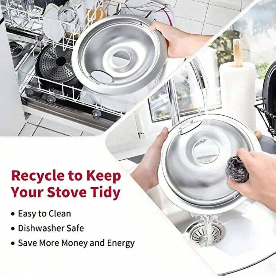 4pcs Upgrade Chromium Plated Oven Drip Pans (2pcs 19cm And 2pcs 24cm