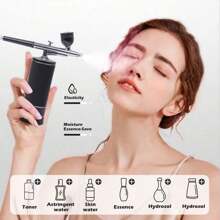 1套空氣噴槍連管道，小型空氣壓縮機套件，空氣噴槍，適用於美甲，化妝，蛋糕製作，繪畫，手工藝品等活動。最佳禮物，可供朋友和家人選擇（粉紅/黑色） - 彩色 - 查看 4