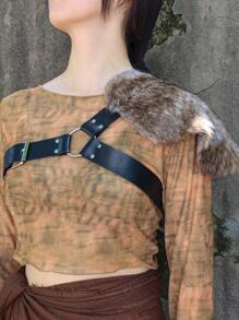 1 pieza Hombreras de armadura vikinga medieval, accesorio de disfraz para carnaval, Halloween, cosplay, chal de peluche cálido