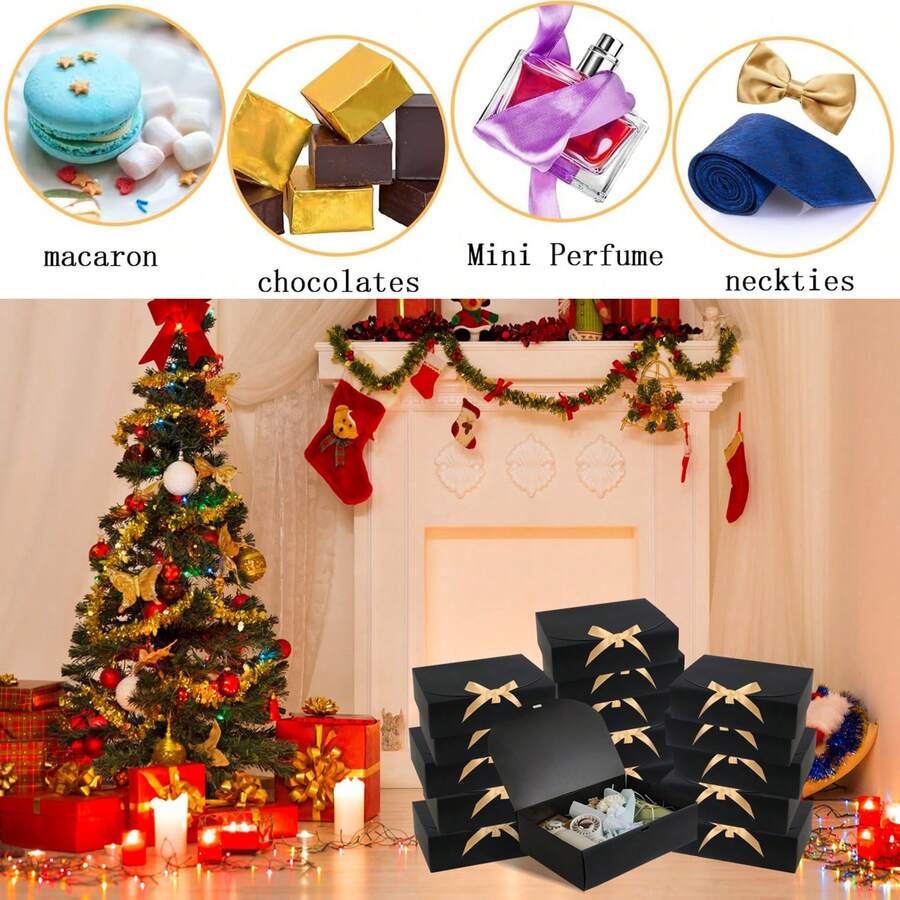 Gift Boxes With Lids, Black Gift Boxes For Present, 5 Packs Groomsmen