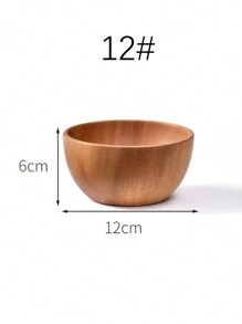 1pc Solid Wood Multi-Use Acacia Wood Salad Bowl, Whole Wood Craft, Creative Wooden Rice Bowl, Circular Wooden Bowl, Japanese-Style Minimalist Wood Grain Large Capacity Soup/Noodle Bowl For Home, Salad, Table, Noodles, Desserts ,Kitchen,Christmas Gift