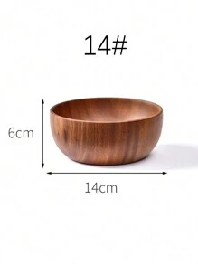 1pc Solid Wood Multi-Use Acacia Wood Salad Bowl, Whole Wood Craft, Creative Wooden Rice Bowl, Circular Wooden Bowl, Japanese-Style Minimalist Wood Grain Large Capacity Soup/Noodle Bowl For Home, Salad, Table, Noodles, Desserts ,Kitchen,Christmas Gift