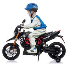 12V Kids Electric Ride On Motorcycle, Licensed Aprilia Battery Powered Dirt Bikes For Kids Motorbike W/Training Wheels, Spring Suspension, Lights, Music Story USB MP3 - Black - View 3