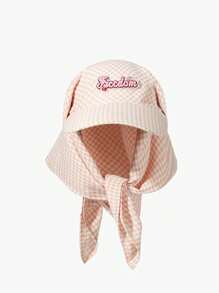 1頂格子圓桶帽刺繡棒球帽，多巴胺盆帽，夏季遮陽帽，適用於徒步旅行、休閒、購物、海灘、騎自行車、旅遊等戶外活動 - 黑色 - 查看 3