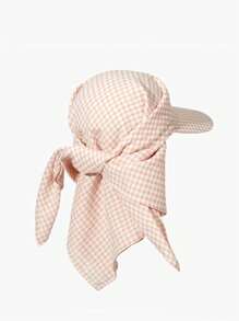 1頂格子圓桶帽刺繡棒球帽，多巴胺盆帽，夏季遮陽帽，適用於徒步旅行、休閒、購物、海灘、騎自行車、旅遊等戶外活動 - 黑色 - 查看 5