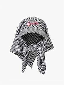 1頂格子圓桶帽刺繡棒球帽，多巴胺盆帽，夏季遮陽帽，適用於徒步旅行、休閒、購物、海灘、騎自行車、旅遊等戶外活動 - 黑色 - 查看 8