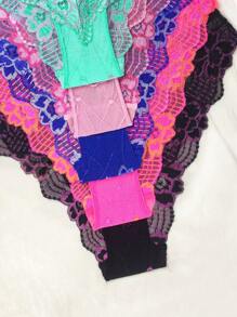 5 Chiếc Quần Lót Ren Giữa Eo Trong Suốt Gợi Cảm Cho Nữ, Quần Đùi Rỗng Thoải Mái Và Thoáng Khí Nâng Mông Châu Âu Và Mỹ Dành Cho Nữ - Nhiều màu - Xem 5