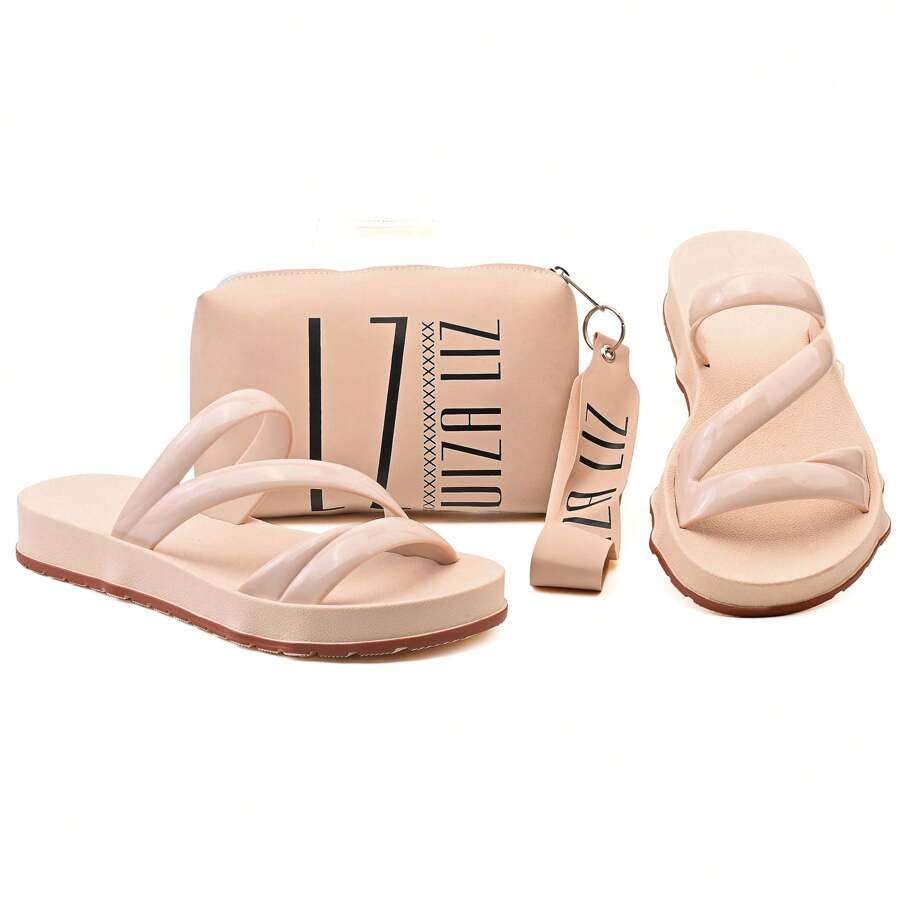 Women Flat Sandals - Màu be - Xem 1