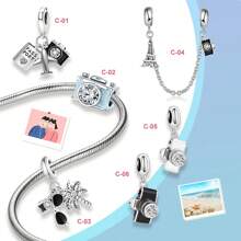 1 pieza Cámara Amor en la serie de recuerdos Cuentas DIY Encantos Colgante y Cadena Encanto Apto para Pulsera de Cuentas Cuentas para Hacer Joyería DIY para Mujeres Regalo de Joyería para Niña, Accesorios de Joyería DIY de Aleación Plateada de Moda, Pulsera de Acero Inoxidable para San Valentín