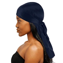 1顶海盗帽，带长仿丝编织丝绸睡帽，缎面发帽 - 純色 - 查看 3