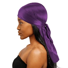 1顶海盗帽，带长仿丝编织丝绸睡帽，缎面发帽 - 純色 - 查看 11