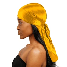 1顶海盗帽，带长仿丝编织丝绸睡帽，缎面发帽 - 純色 - 查看 9