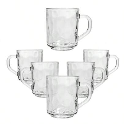Jogo 6 De Canecas Vidro Brasil Para Café Chá Leite 230ml
