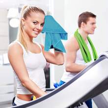 Khăn làm mát hai lớp 80cm X 30cm dùng cho thể thao ngoài trời, khăn thấm mồ hôi khô nhanh để ngăn ngừa say nắng và hạ nhiệt, lý tưởng khi sử dụng trên bãi biển - màu xanh lá - Xem 4