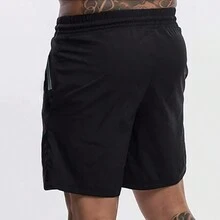 男友款男士运动短裤，新款跑步训练速干透气编织短裤，适合健身、足球训练 - 黑色 - 查看 2