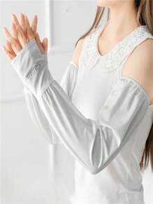 Manga de sol para mujer, protección UV al aire libre, transpirable, holgada, ancha y fresca de seda helada para protección al conducir, andar en bicicleta en el verano