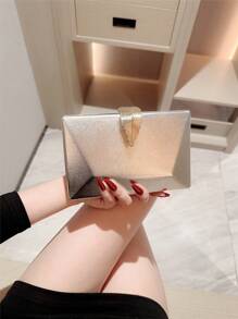 Moonlit EveBag One Sparkling Fashion Metal Leaf Clasp Evening Bag Geometry Design Party Clutch Romantic Wedding Bridal Chain Bag Formal Prom Handbag Valentines