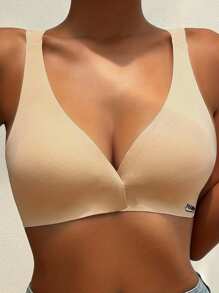 Women's Breathable Simple Thin Sports Bra With Front Button No Wires And Seamless Latex Underwear