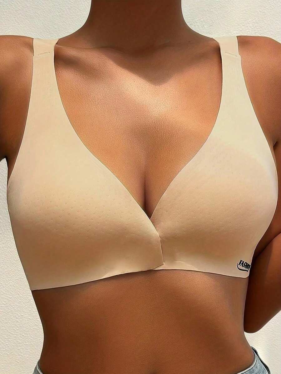 Women's Breathable Simple Thin Sports Bra With Front Button No Wires And Seamless Latex Underwear