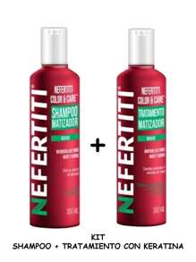 Shampoo Matizador Rojo + Tratamiento Con Keratina Nefertiti - Albaricoque - Ver 1