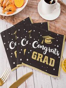TYFYO 20 Pcs/Pack Congratulations Graduation Napkins, 13*13 Inches, Black Double Thickened Paper Napkins For Graduation Party Tableware Congratulations Graduation Paper Napkins,Christmas - Black - View 6