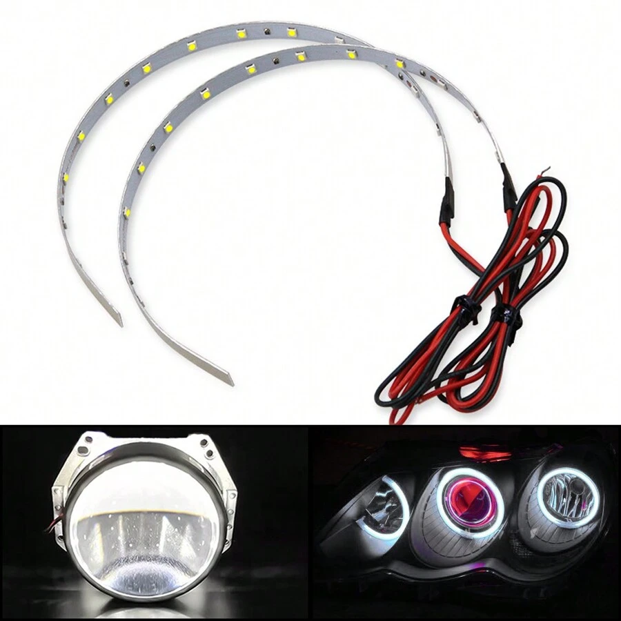 S&D 2Pcs DIY Devil Eyes LED Halo Rings Kit 2.5 Inch Projector Car Headlight 360 Degree Demon Eyes LED Lights Modified Q5 Hela Lens - White - View 1