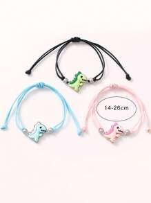 ATLVXJL 3pcs/Set Good Friend Sister Brother Couples Dinosaurs Cutel Decoration Woven Charm Bracelet For Women Loved Ones Holiday Gifts