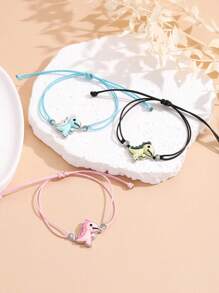 ATLVXJL 3pcs/Set Good Friend Sister Brother Couples Dinosaurs Cutel Decoration Woven Charm Bracelet For Women Loved Ones Holiday Gifts