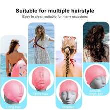 Gorro de natación largo para cabello confeccionado en silicona, resistente al agua, para adultos, niños, mujeres y hombres que mantiene el cabello limpio y las orejas secas. Hecho de silicona anti-desgarros, con estilo retro vintage, para hombres, mujeres, niños, niñas, unisex, cabello largo o corto.