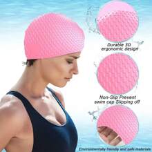 Gorro de natación largo para cabello confeccionado en silicona, resistente al agua, para adultos, niños, mujeres y hombres que mantiene el cabello limpio y las orejas secas. Hecho de silicona anti-desgarros, con estilo retro vintage, para hombres, mujeres, niños, niñas, unisex, cabello largo o corto.