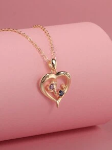 Collar grabado y personalizado con piedra en forma de corazón para cumpleaños con diseño de regalo para el Día del Padre, Día de la Madre, Día de San Valentín y aniversarios de cumpleaños, graduación, Navidad y como regalo de alta gama para amigos, compañeros de clase y familiares