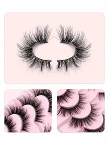 Asiteo 7 pares de pestañas 3D esponjosas, naturales, suaves, de visón sintético 3D, maquillaje diario, extensión de pestañas postizas,pestañas pestans extensiones de pestañas - Pestañas Naturales - Ver 6