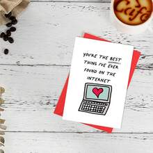 Internet Dating Anniversary Card - Met Online - Online Dating - Best Thing I've Found On The Internet - Red - View 7