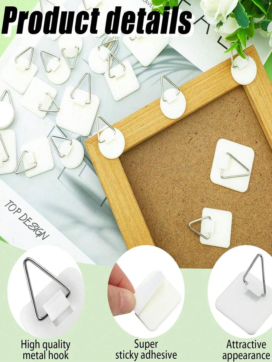 10 Pieces Sticky Photo Frame Foam Board Picture Hooks Nailless Plastic