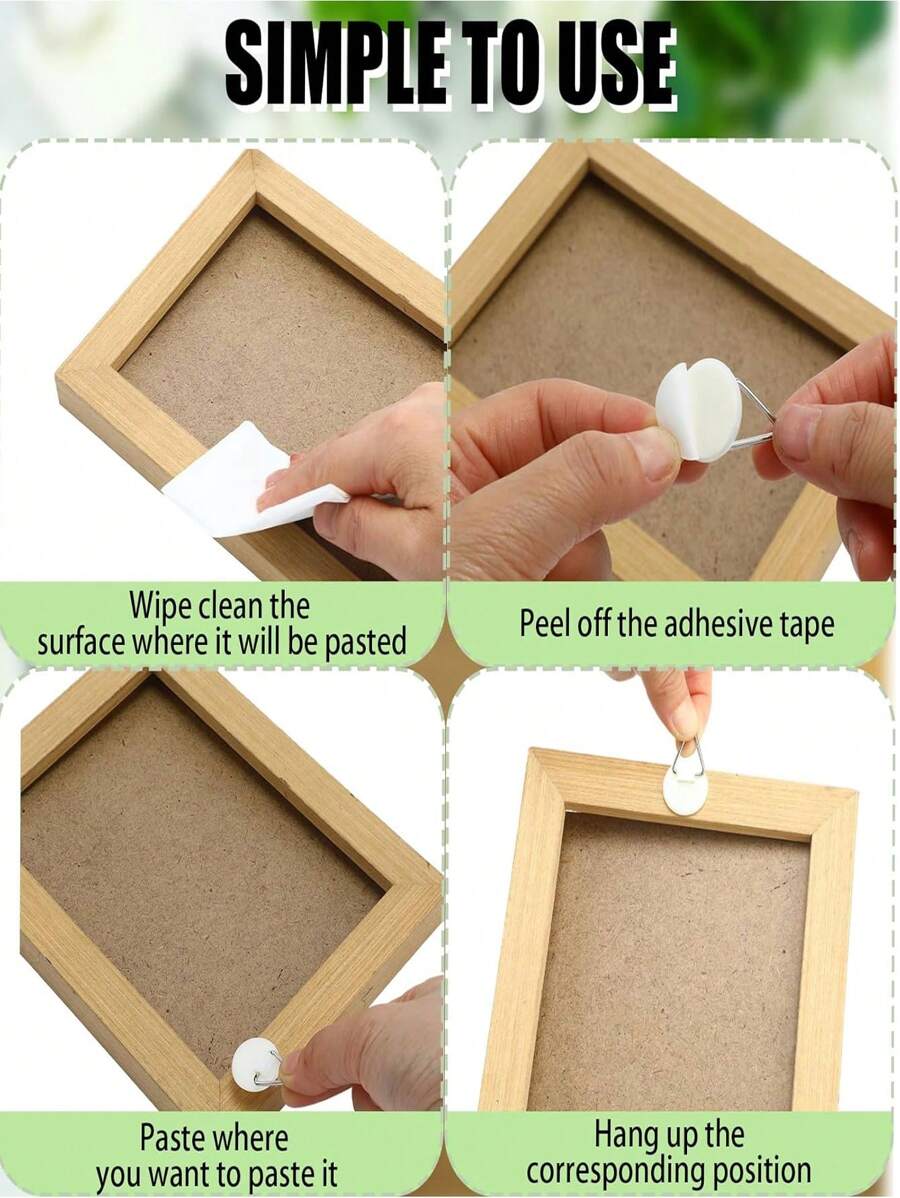 10 Pieces Sticky Photo Frame Foam Board Picture Hooks Nailless Plastic