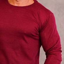 Blusa Suéter Vermelho vinho Masculino de Lã Gola Redonda Tecido Premium - Preto - Visão 4