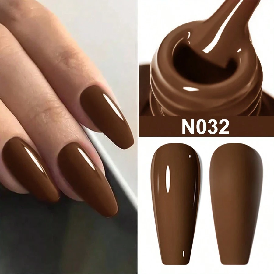 XEIJAYI 1瓶7.3毫升凝胶指甲油，法式指甲油，可卸UV光固化凝胶指甲油，美甲沙龙DIY凝胶指甲油 - 咖啡棕 - 查看 1