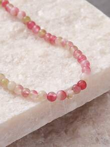1 chiếc vòng cổ hạt đá tự nhiên thời trang thanh lịch, phù hợp cho trang phục hàng ngày, tiệc tùng, đi nghỉ của phụ nữ. Màu sắc, kích thước và hình dạng của đá tự nhiên có thể thay đổi đôi chút, đây là điều bình thường. - phấn màu - Xem 3