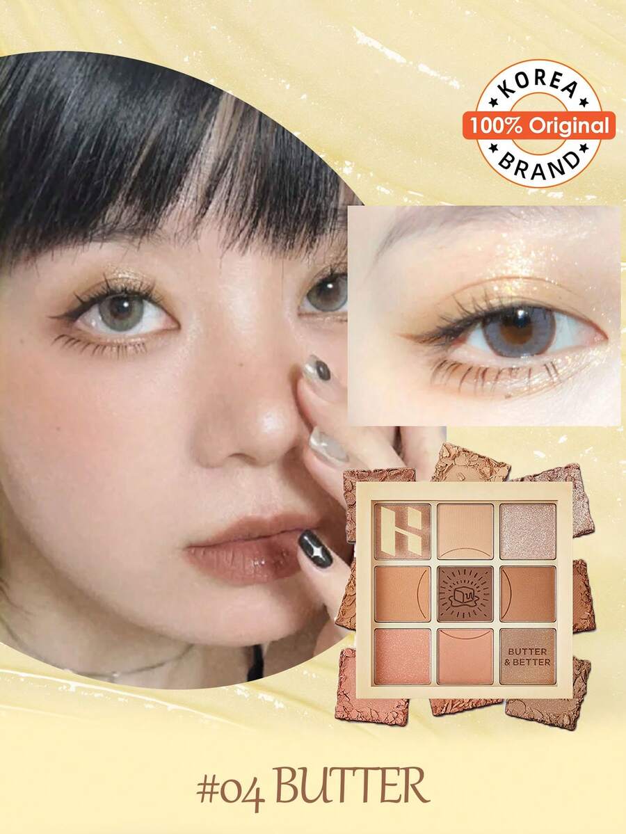 HOLIKA HOLIKA 我的最爱心情眼影盘(#04 奶油色)| 柔滑显色 | 哑光自然妆效,9色眼影盘,哑光质地,高显色度,持久不脱妆,易于晕染的中性色调眼影盘 | 韩妆,8克/0.28盎司 - #04 BUTTER - 查看 1