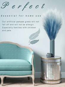 عشب البامباس الاصطناعي، قطعة واحدة بارتفاع 90 سم، عشب بومباس اصطناعي كبير وفاخر لملء أواني الزهور الأرضية، ديكور غرف الأسلوب البوهيمي والريفي والزفاف، عشب البامباس الطويل لأواني الزهور الأرضية، عيد الحب، هدايا عيد الميلاد والتخرج، ديكور الخريف، نباتات اصطناعية - ازرق وابيض - مشاهدة 5